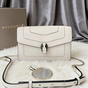 BVLGARI Serpenti Forever Medium Shoulder Bag White